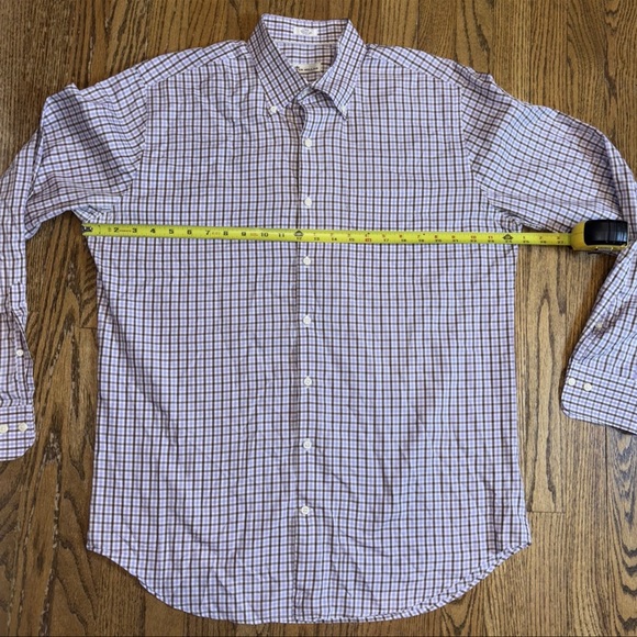 Peter Millar Dress Shirt Men Large Purple Check Relaxed Long Sleeve Button‎ Down - Picture 6 of 11